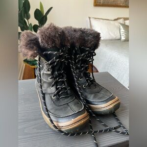 Merrell Black and Brown Fur-Lined Winter Boots